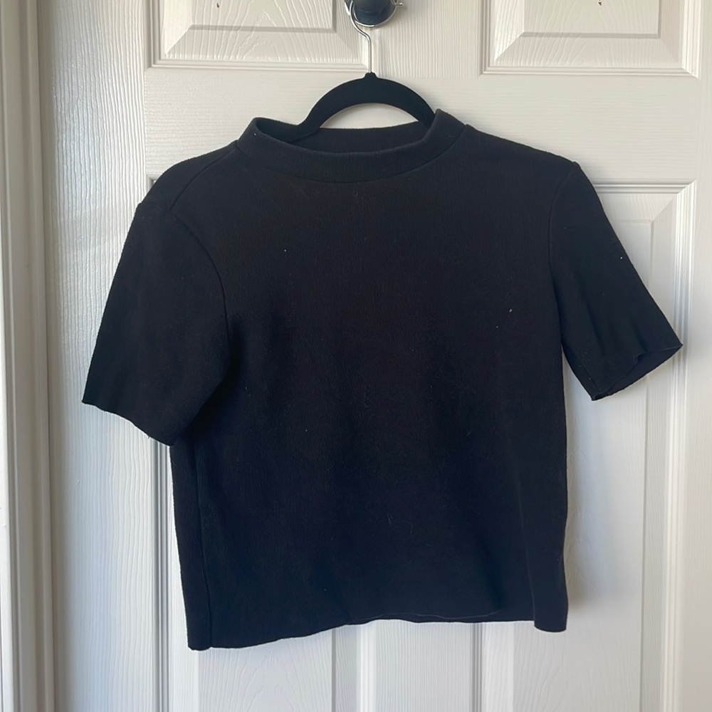 zara black crop tee